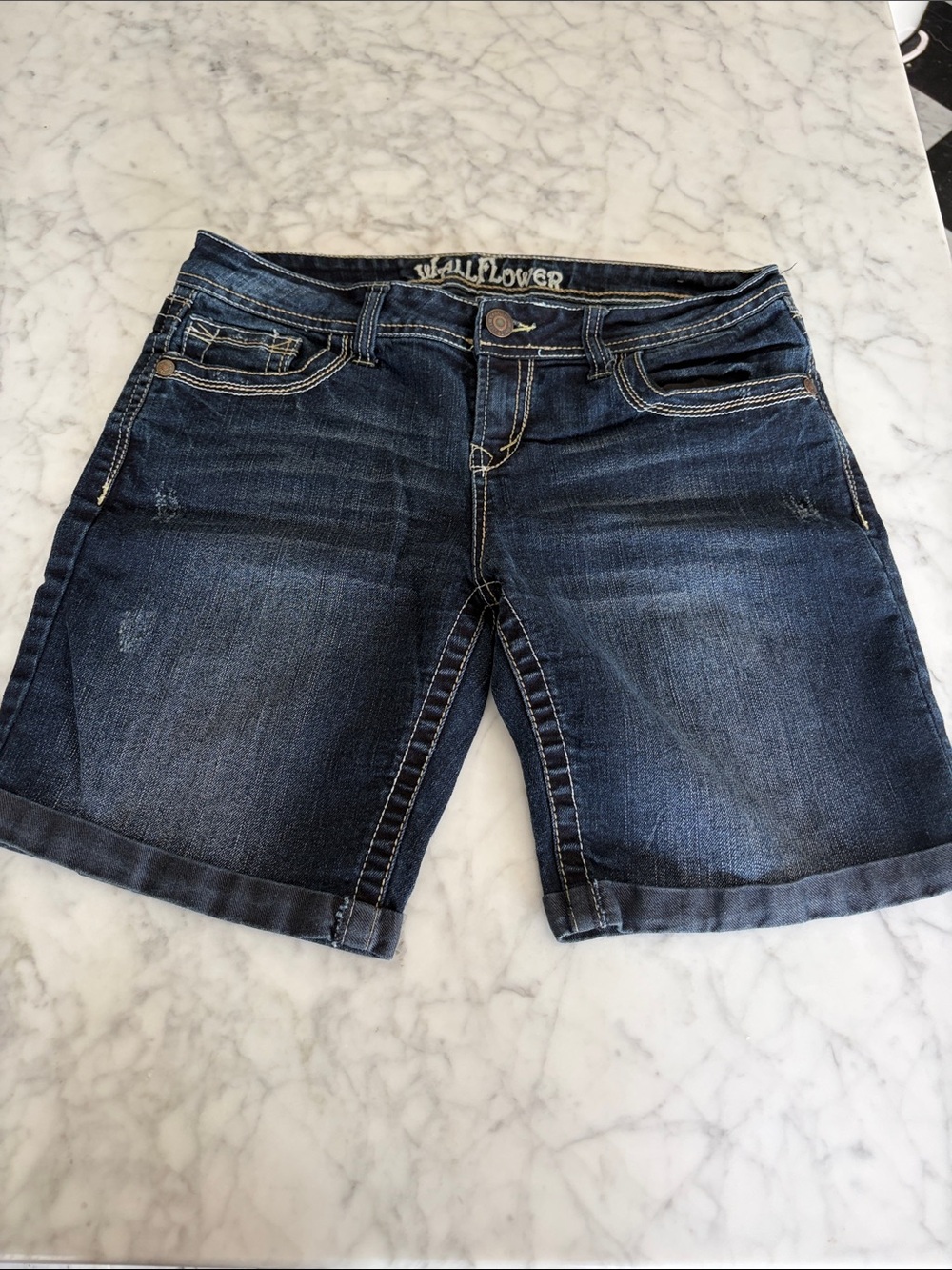 Wallflower Dark Wash Denim Bermuda Shorts - Blue Size 13